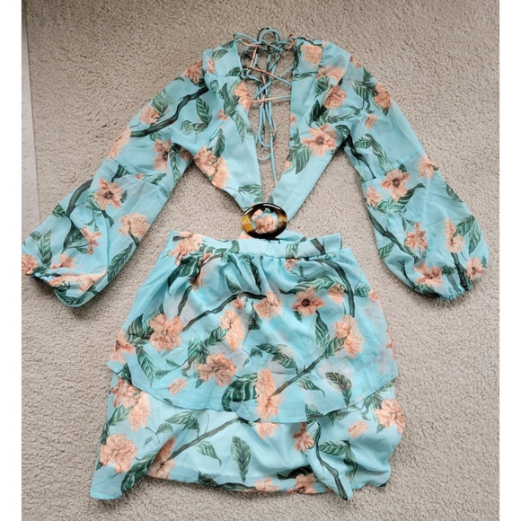 Shein Lace-up Backless Floral Dress - Picture 5 of 6